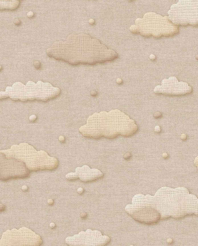 Kids' wallpaper, brown, clouds, polka dots, 363160, Tiny Treasures, Eijffinger