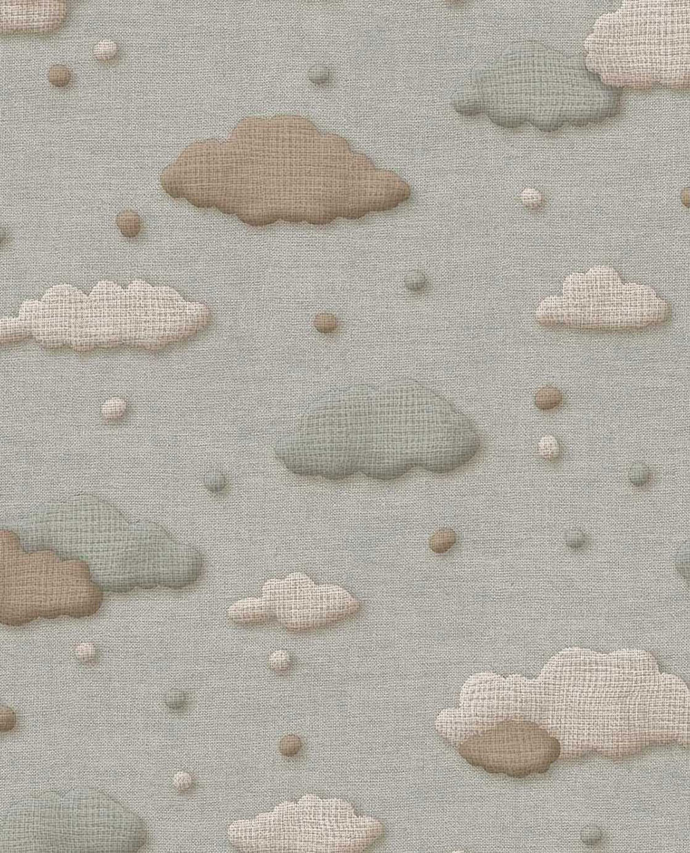 Kids' wallpaper, grey, clouds, polka dots, 363161, Tiny Treasures, Eijffinger