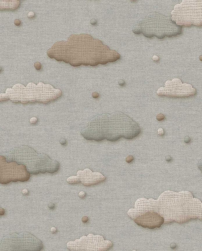 Kids' wallpaper, grey, clouds, polka dots, 363161, Tiny Treasures, Eijffinger