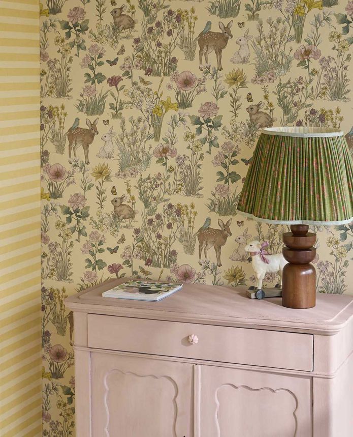 Kids' wallpaper, yellow, animals, flowers, 363191, Tiny Treasures, Eijffinger