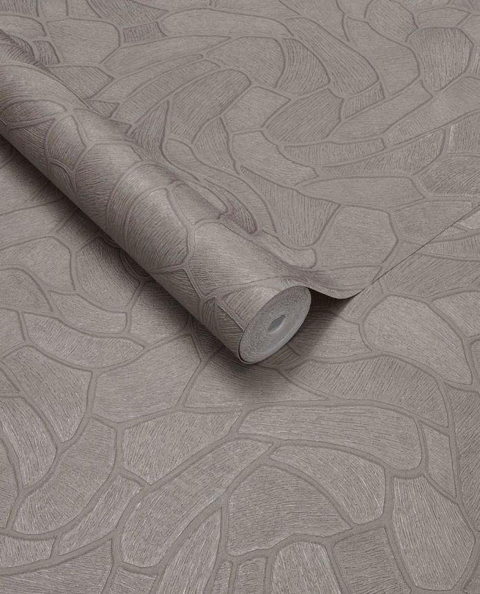 Geometric wallpaper, grey-brown, stone, 363216, Calm Crafted, Eijffinger