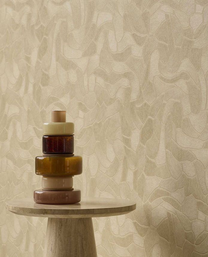 Geometric wallpaper, beige-yellow, woven mat effect, 363219, Calm Crafted, Eijffinger