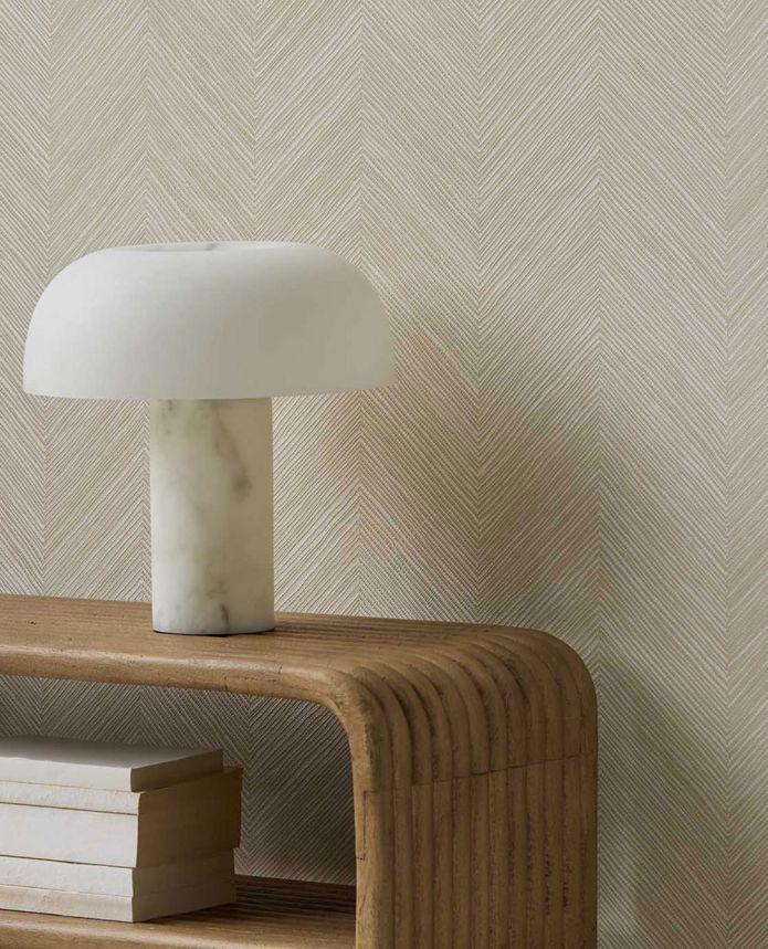 Geometric wallpaper, cream-yellow, woven mat effect, 363233, Calm Crafted, Eijffinger