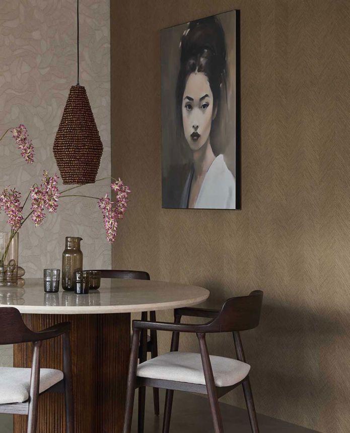 Geometric wallpaper, grey-brown, woven mat effect, 363240, Calm Crafted, Eijffinger