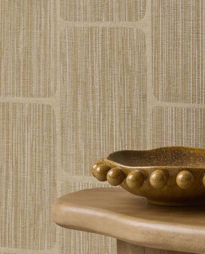 Geometric wallpaper, sandy yellow, 363251, Calm Crafted, Eijffinger