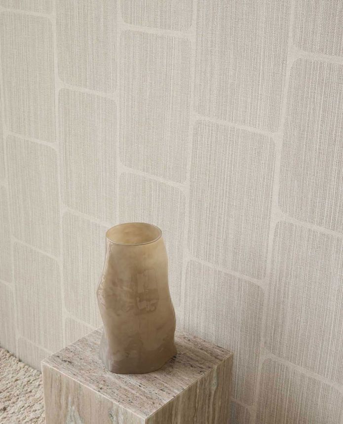 Geometric wallpaper, cream-grey, 363252, Calm Crafted, Eijffinger