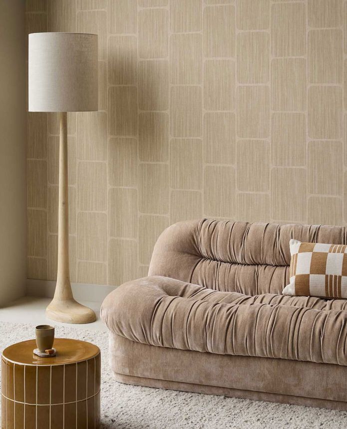 Geometric wallpaper, beige, 363253, Calm Crafted, Eijffinger