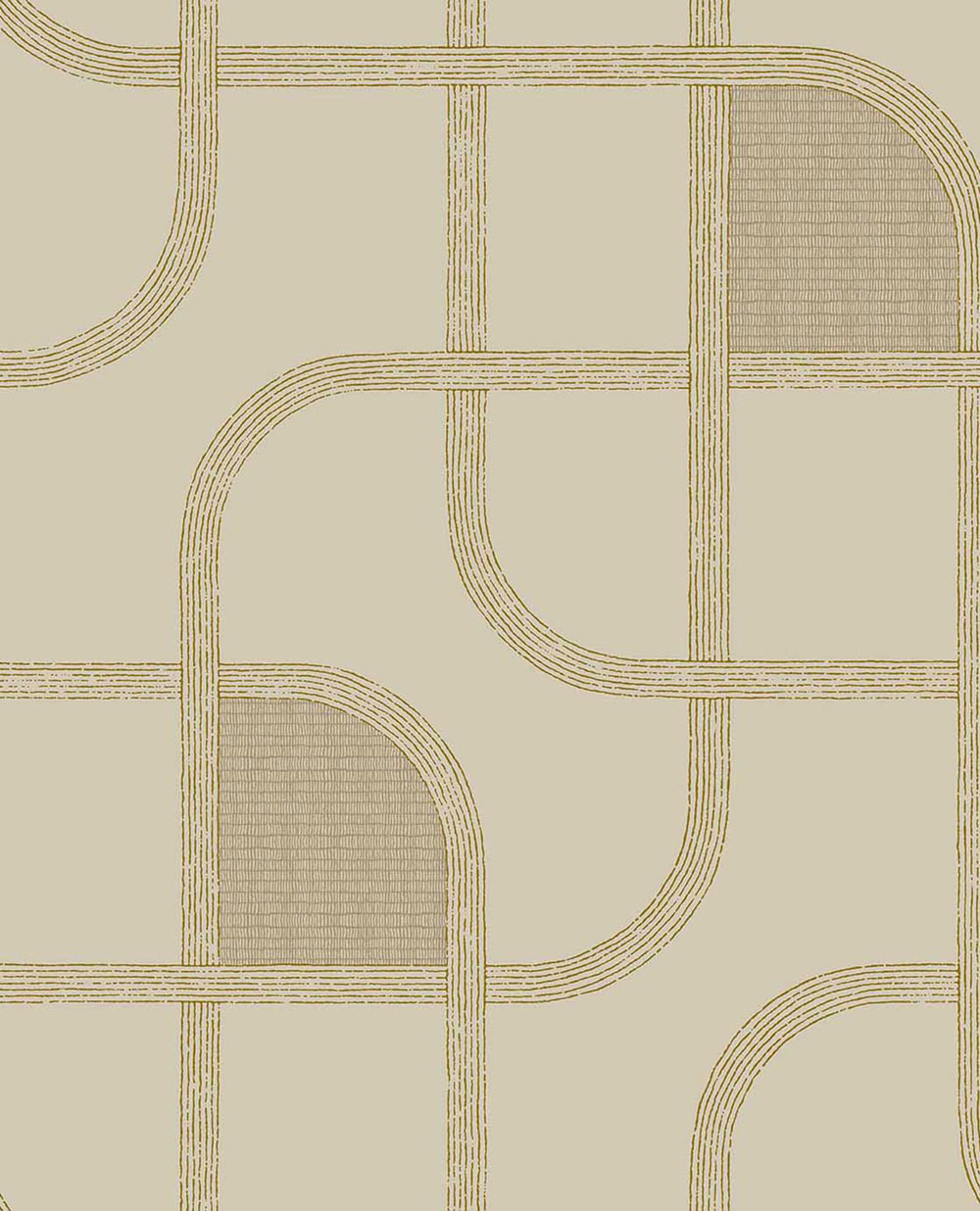 Geometric wallpaper, orange-pink, stripes, 363263, Calm Crafted, Eijffinger