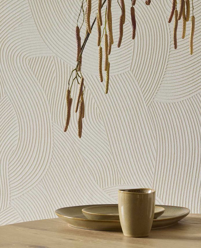 Wallpaper, white-cream, waves, 363271, Calm Crafted, Eijffinger
