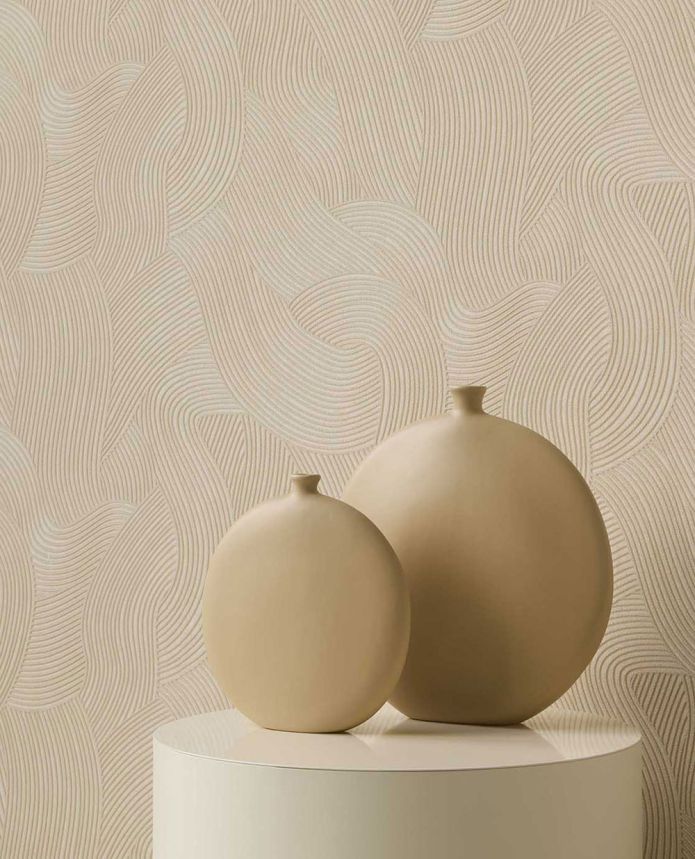 Wallpaper, beige, waves, 363273, Calm Crafted, Eijffinger