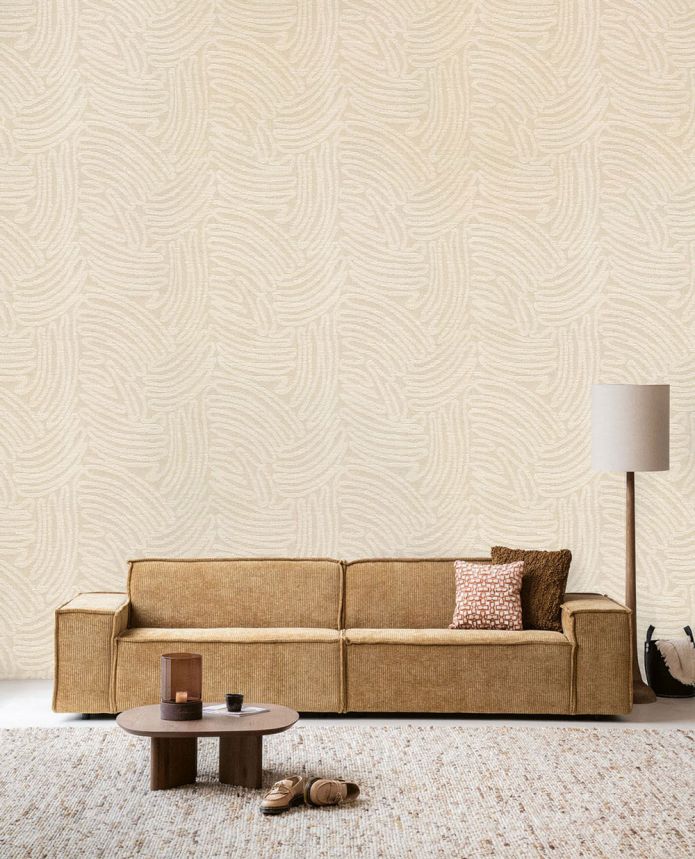 Mural wallpaper, cream-beige, knitted fabric effect, 363281, Calm Crafted, Eijffinger