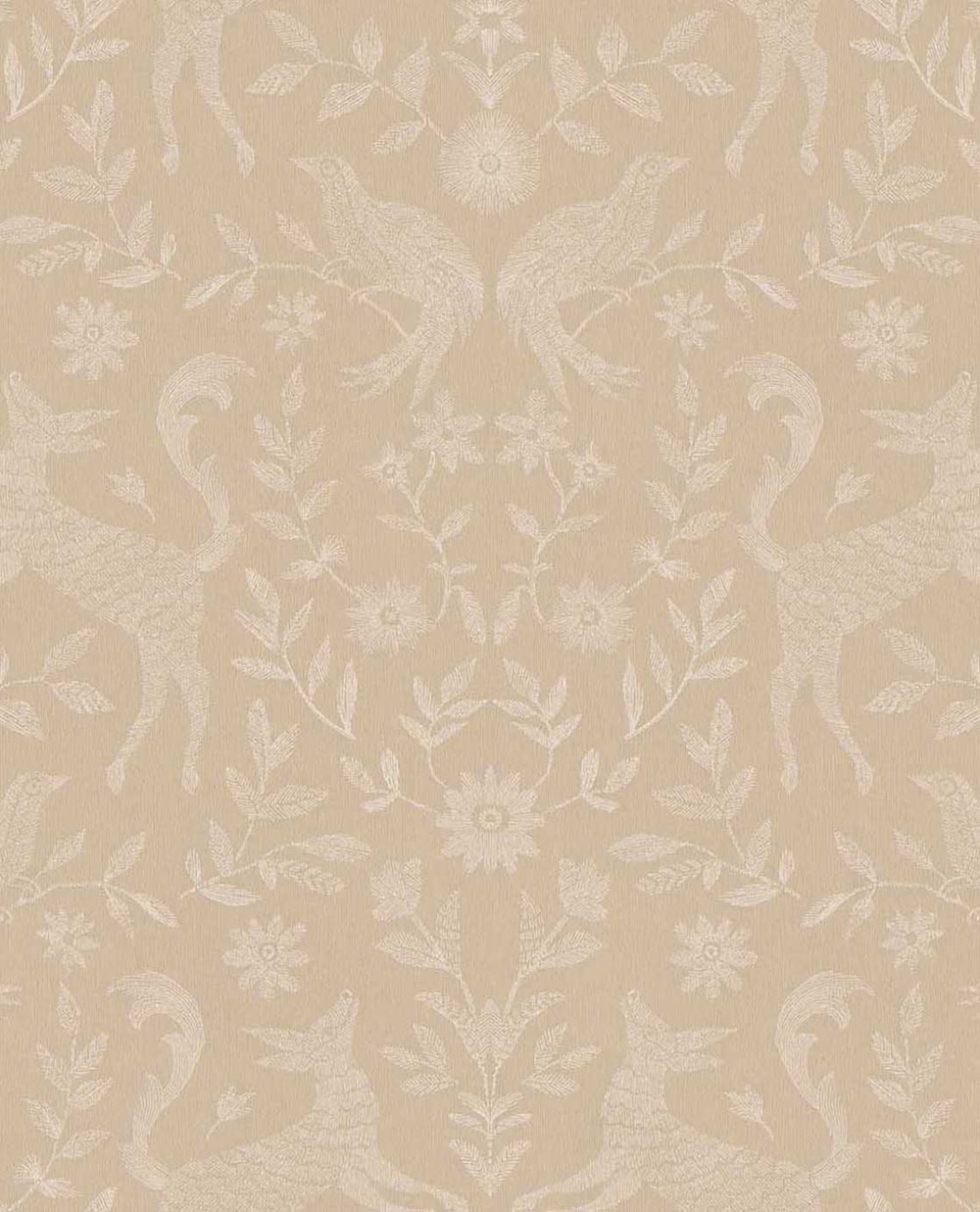 Kids' wallpaper, brown, white, animals, flowers, 363110, Tiny Treasures, Eijffinger