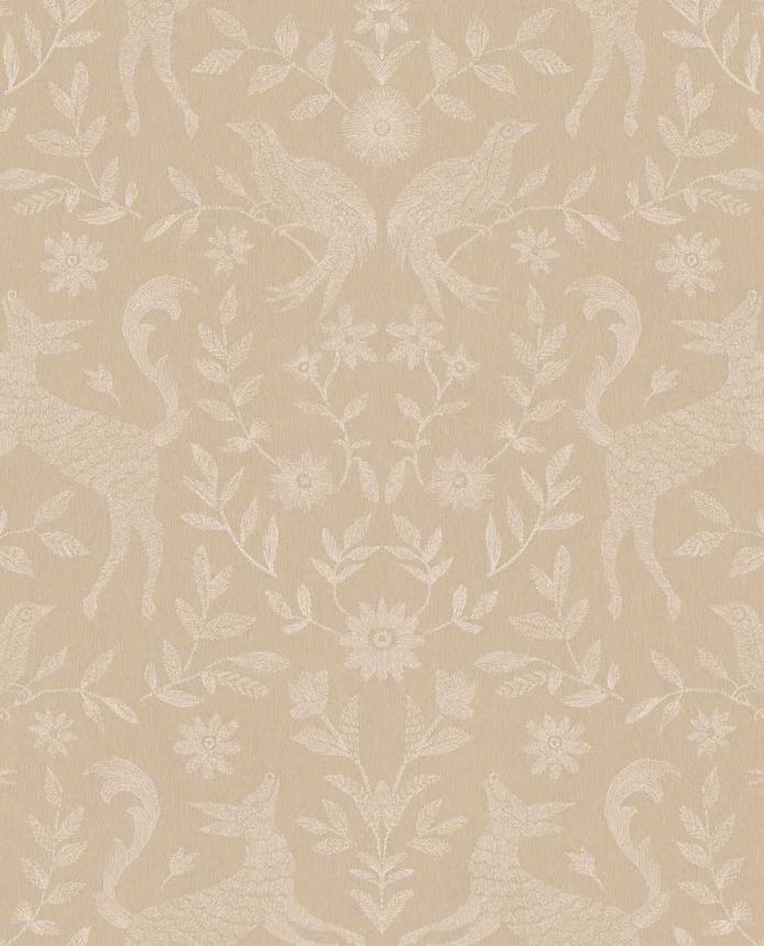 Kids' wallpaper, brown, white, animals, flowers, 363110, Tiny Treasures, Eijffinger