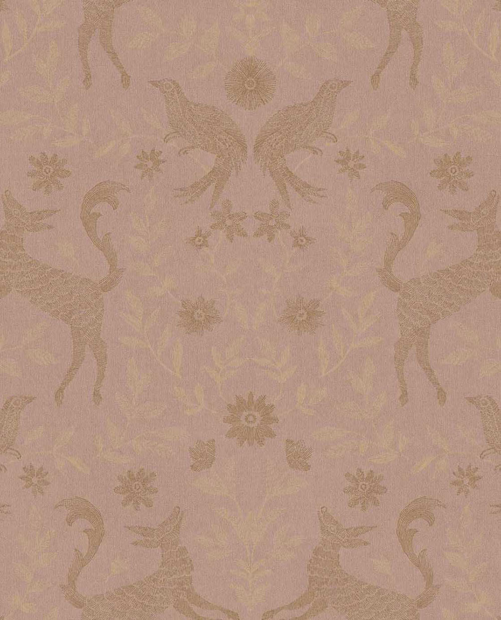 Kids' wallpaper, pink, brown, animals, flowers, 363112, Tiny Treasures, Eijffinger