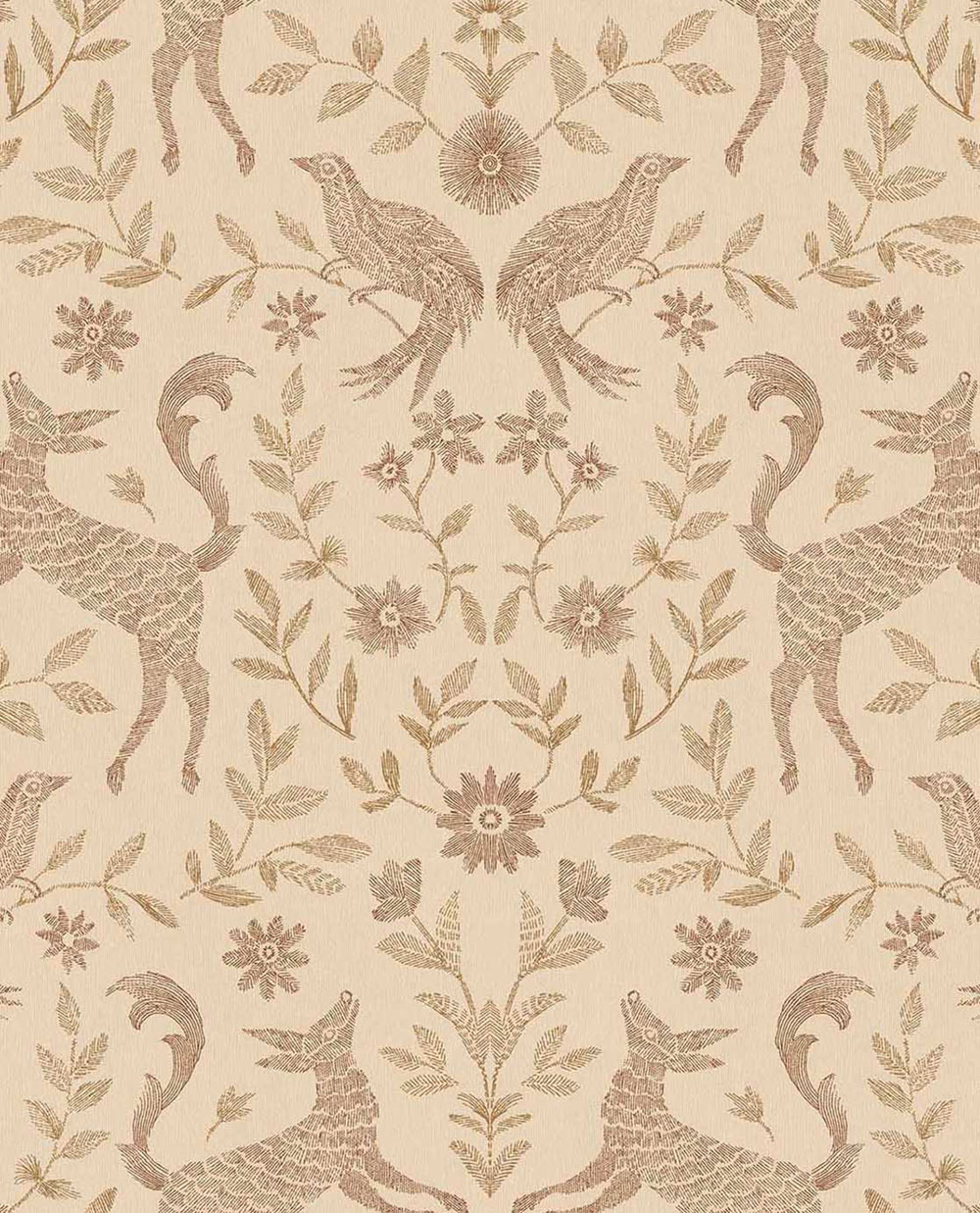 Kids' wallpaper, beige, brown, animals, flowers, 363113, Tiny Treasures, Eijffinger