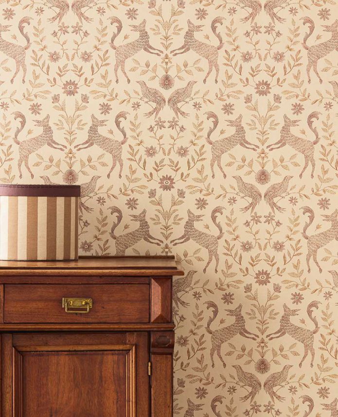 Kids' wallpaper, beige, brown, animals, flowers, 363113, Tiny Treasures, Eijffinger