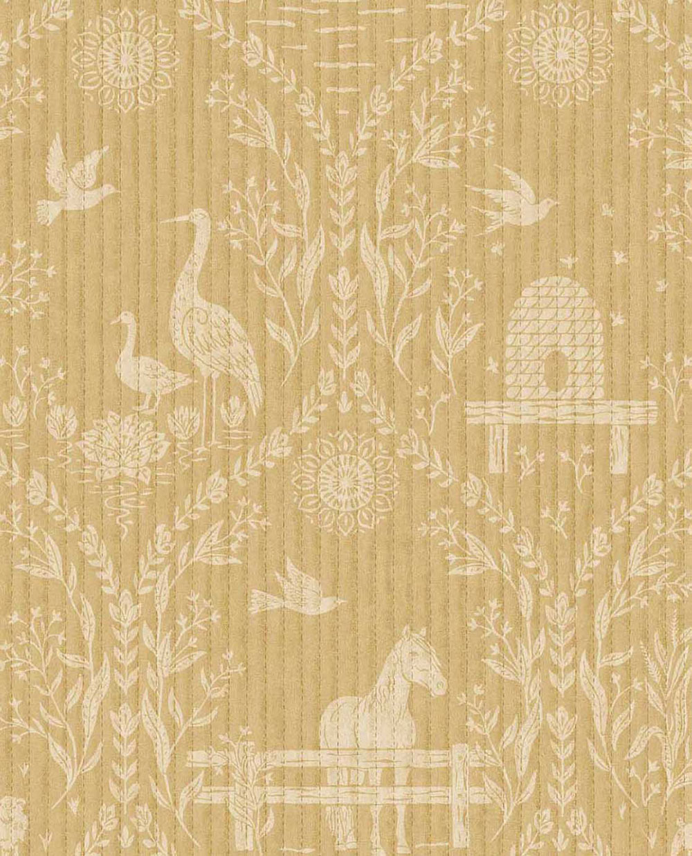Yellow wallpaper, animals, flowers, 363131, Tiny Treasures, Eijffinger