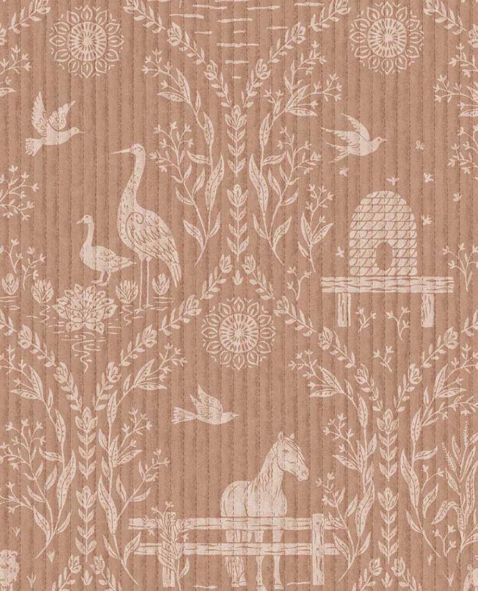 Orange wallpaper, animals, flowers, 363132, Tiny Treasures, Eijffinger