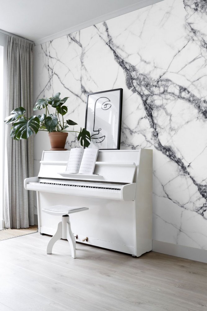 wall mural, Black and white marble 158942, 300x300cm, Black & White, Esta