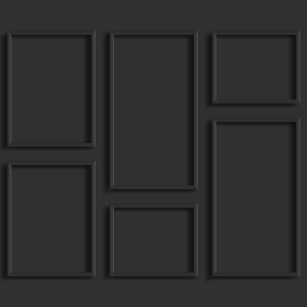 Non-woven 3d wall murals black panel 158940, 300x300cm, Black & White, Esta