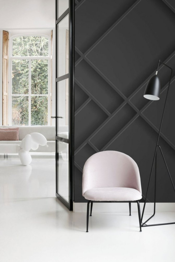 Non-woven 3d wall murals, black panel 158937, 200x300cm, Black & White, Esta