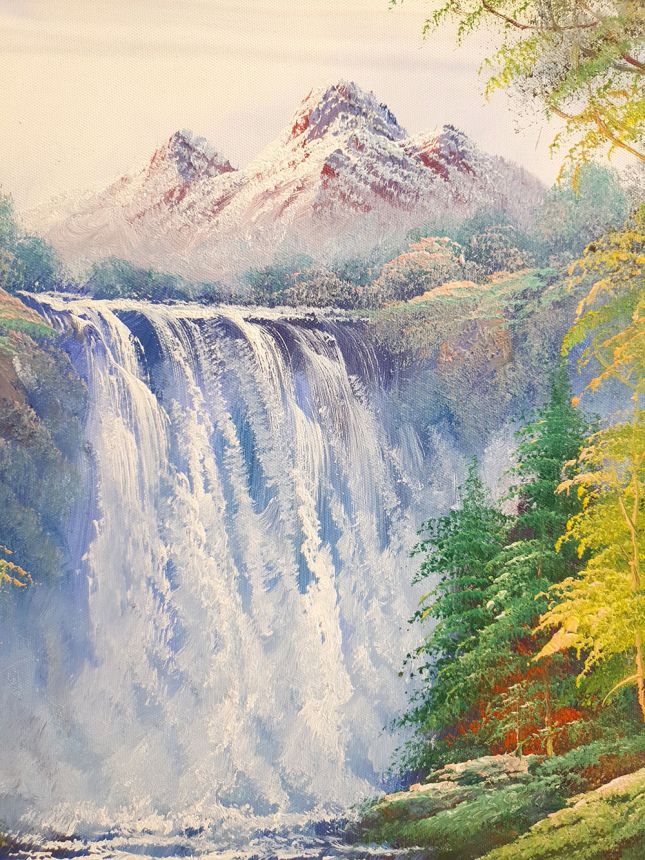 Custom Wall Murals, Landscape Painting with Waterfall and Trees, 10201, Vavex