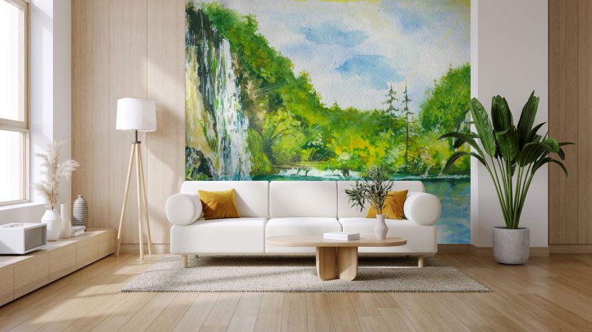 Custom Wall Murals, Landscape Painting with Waterfall, 10225, Vavex