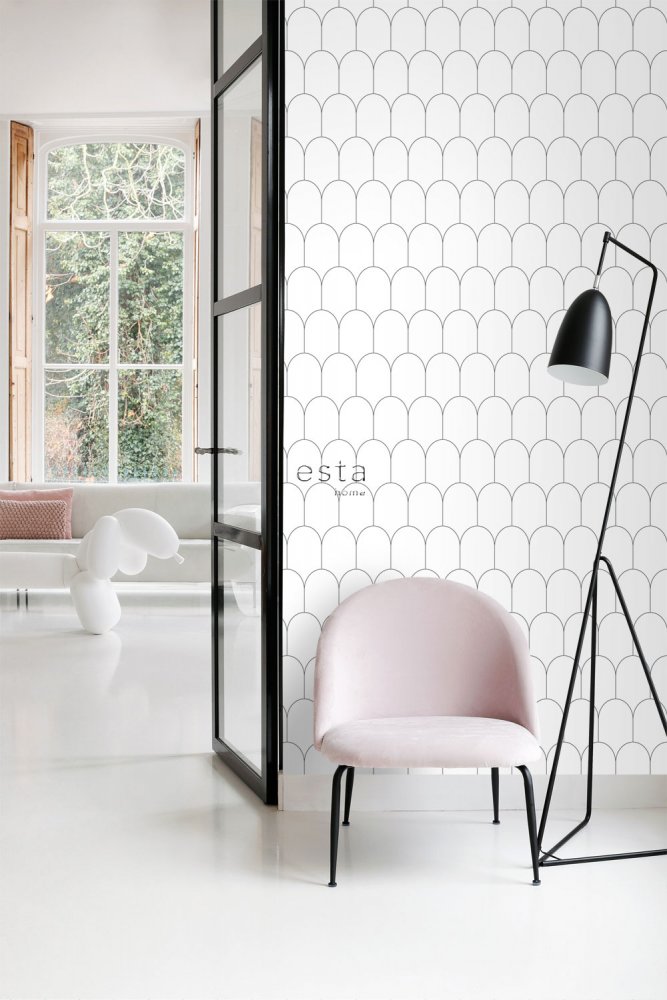 Geometric pattern wallpaper 139140, Black & White, Esta