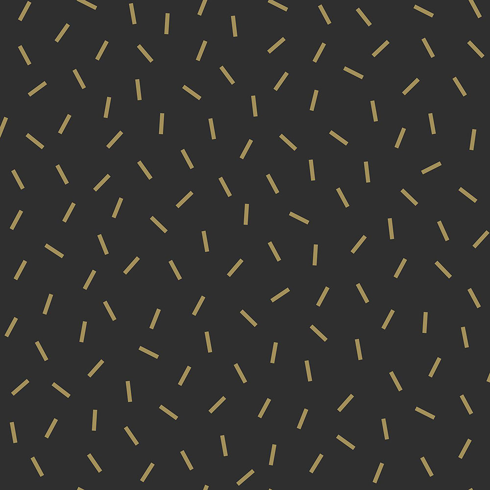 Black non-woven wallpaper with gold short linei 139128, Black & White, Esta