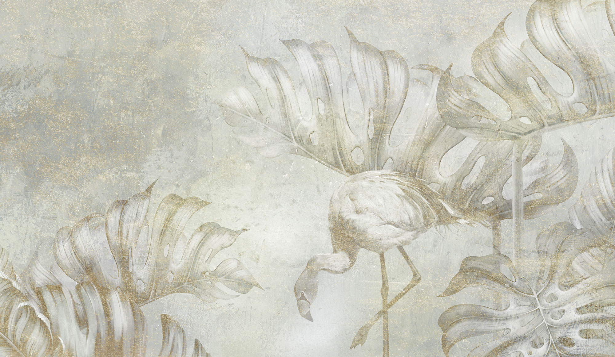 Custom wall murals, Painting, flamingo, leaves, 10246, Vavex