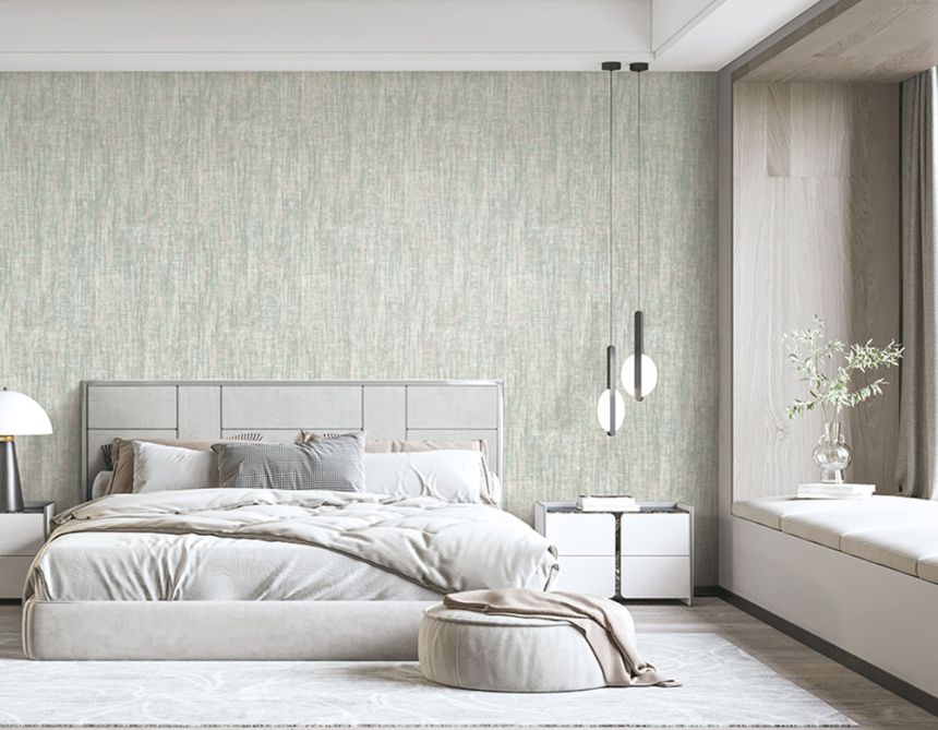 Coarse Fabric Effect Wallpaper, Green-Grey, RE521025, Renaissance, Design ID