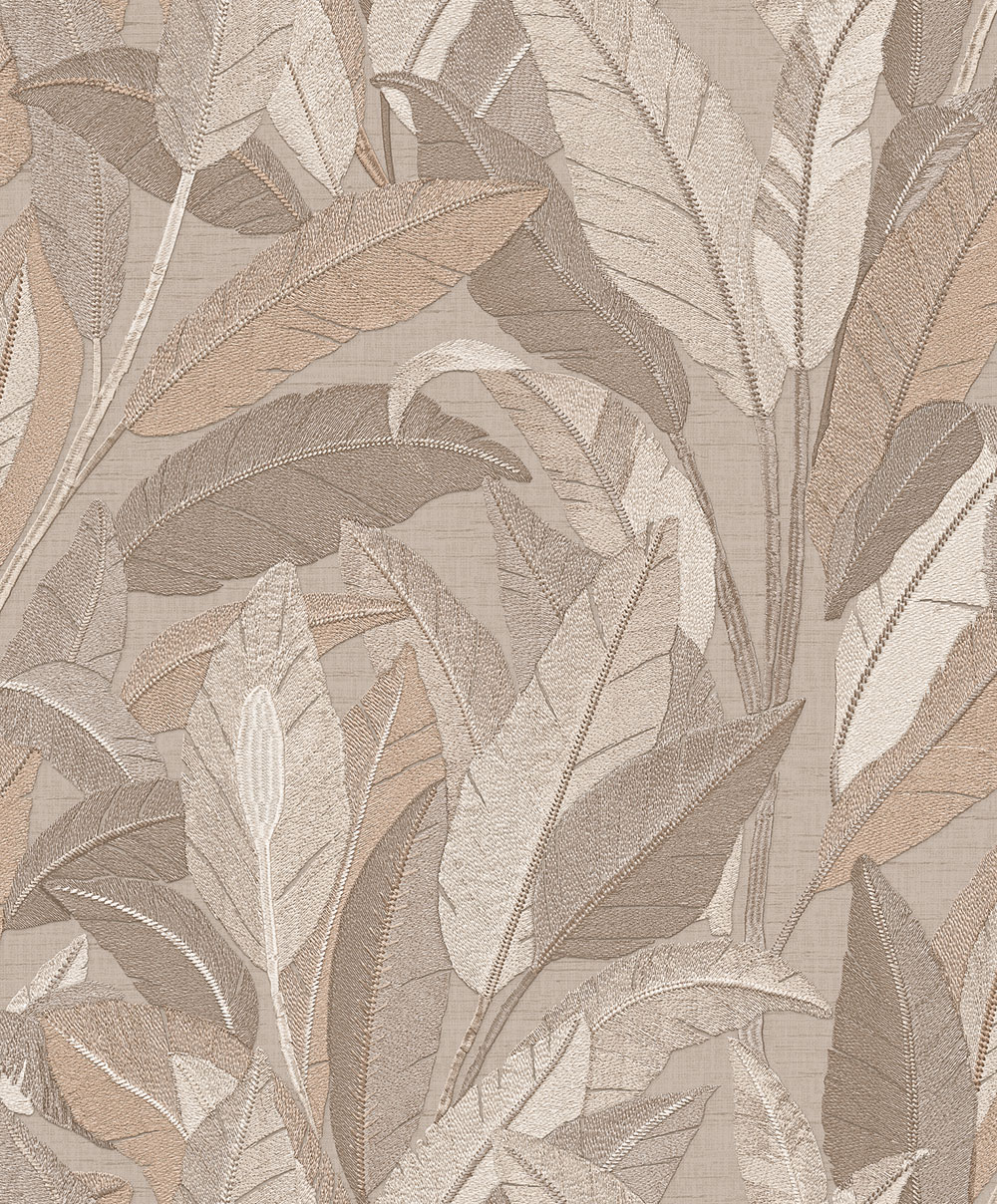 Leaf Wallpaper, Red-Brown, Brown, RE521053, Renaissance, Design ID