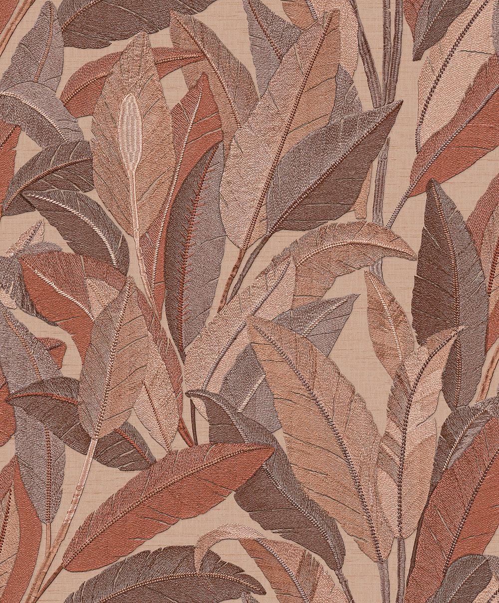 Leaf Wallpaper, Red-Brown, Brown, RE521055, Renaissance, Design ID