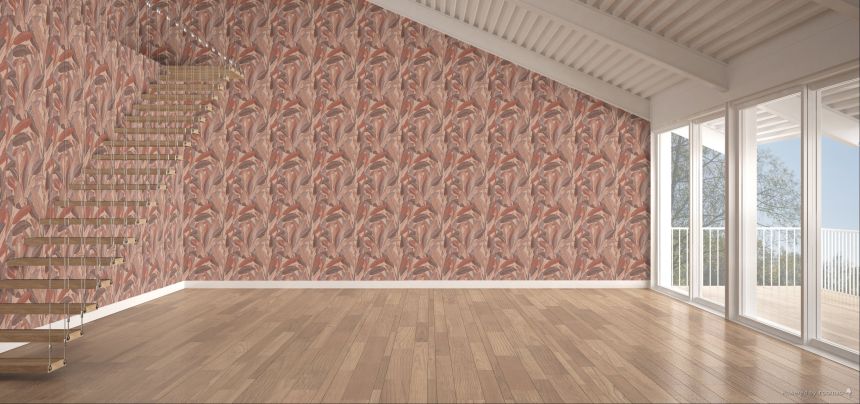 Leaf Wallpaper, Red-Brown, Brown, RE521055, Renaissance, Design ID