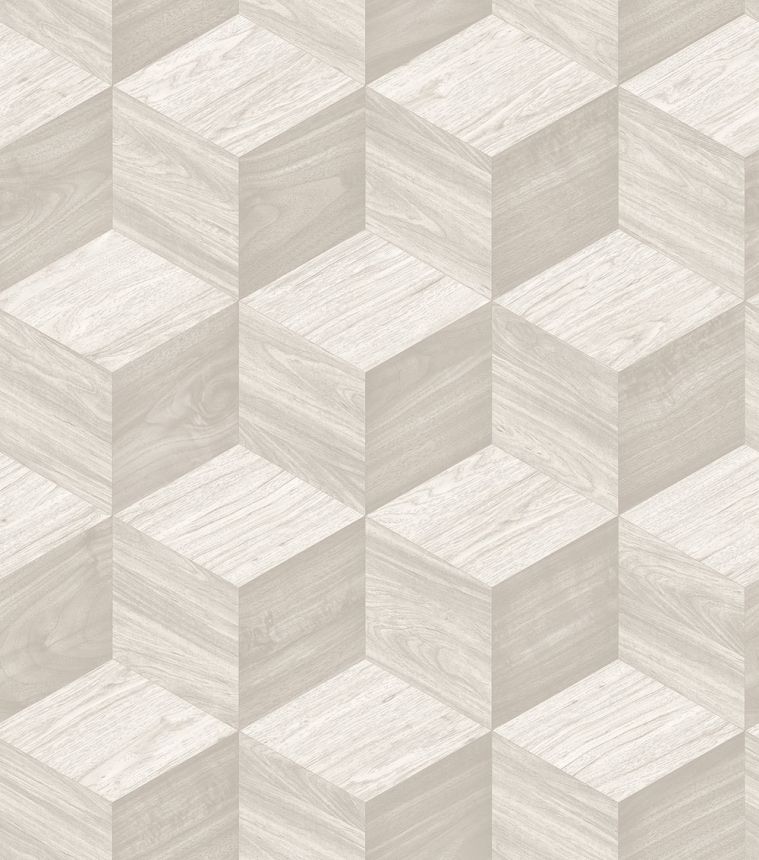 3D Wood Effect Wallpaper, Light Beige-Grey, RE521091, Renaissance, Design ID
