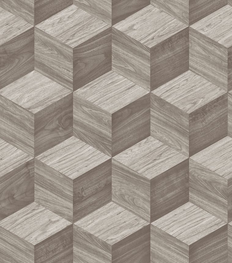 3D Wood Effect Wallpaper, Grey, RE521092, Renaissance, Design ID