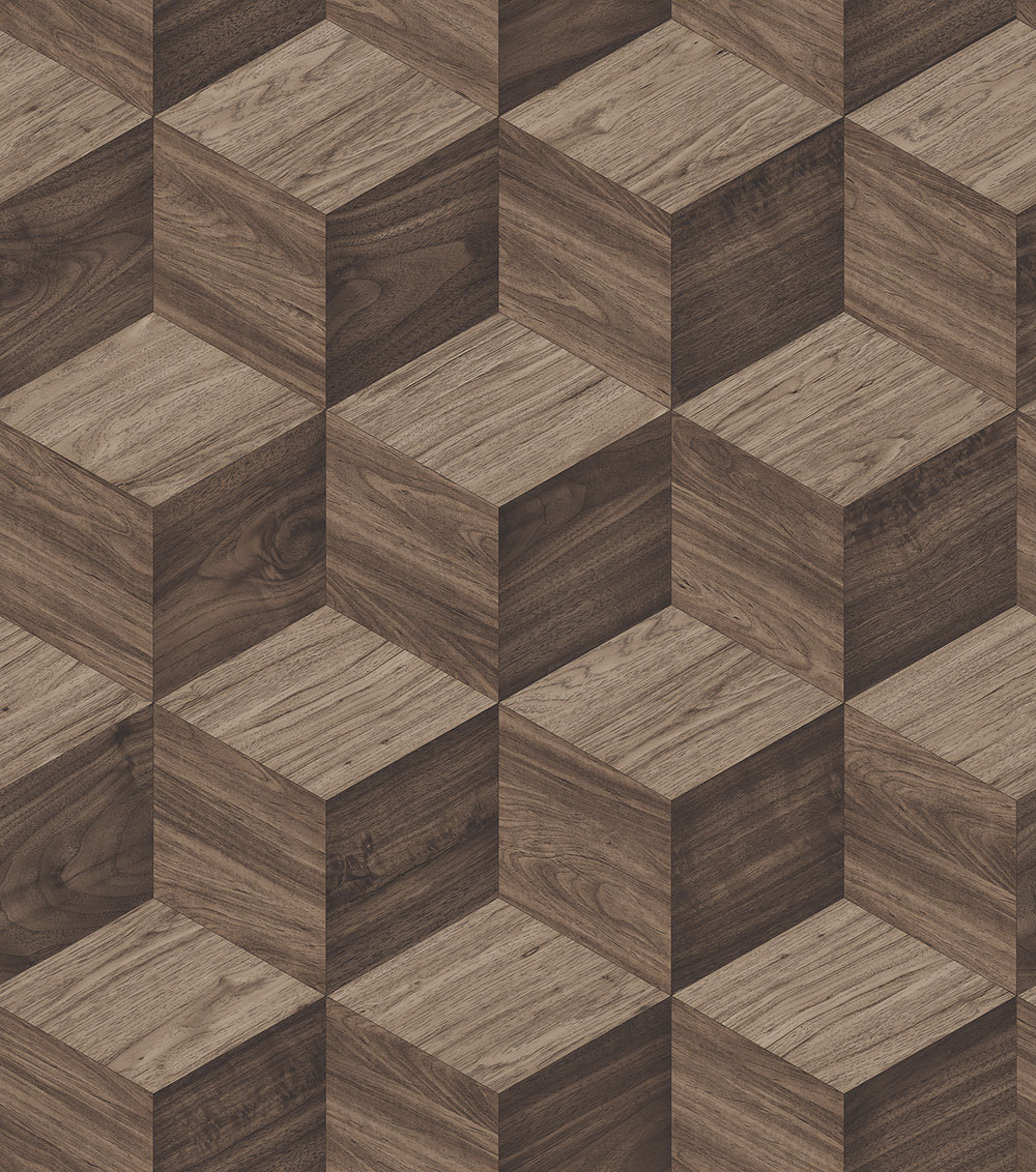 3D Wood Effect Wallpaper, Brown, RE521094, Renaissance, Design ID