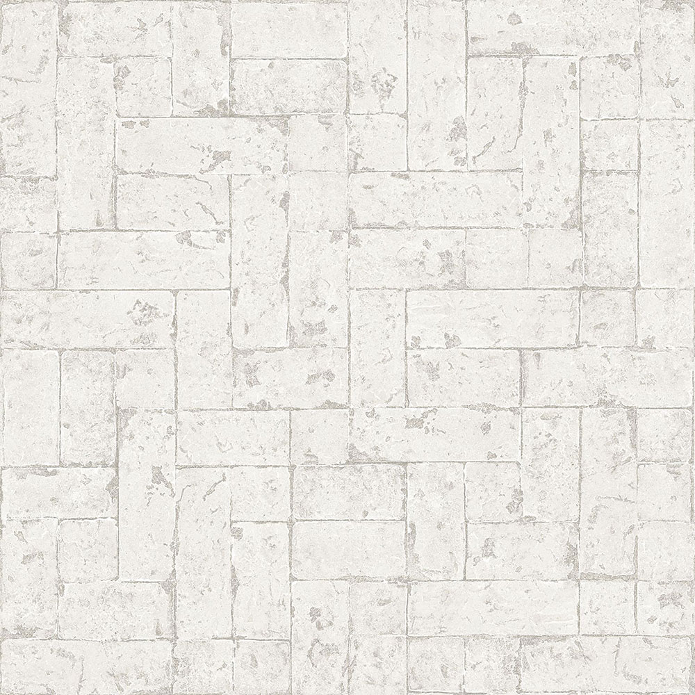 Gray-white non-woven wallpaper, imitation of stone cladding 347567, Matières - Stone, Origin