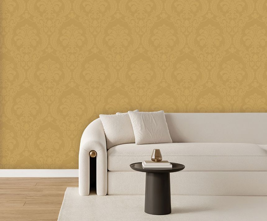 Castle-patterned non-woven wallpaper, mustard gold, Z40015, Tradizione Italiana 3, Zambaiti Parati