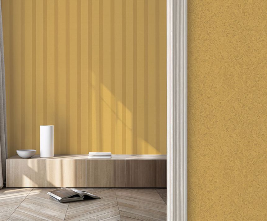 Luxury non-woven wallpaper, mustard gold, stripes, Z40016, Tradizione Italiana 3, Zambaiti Parati