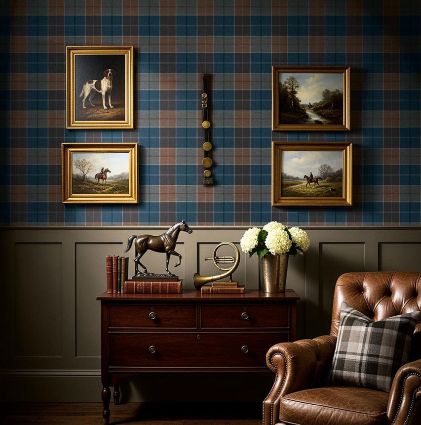 Melrose Wallpaper, Blue and Brown, CA10512, Carl Robinson Edition 24: The Highlands