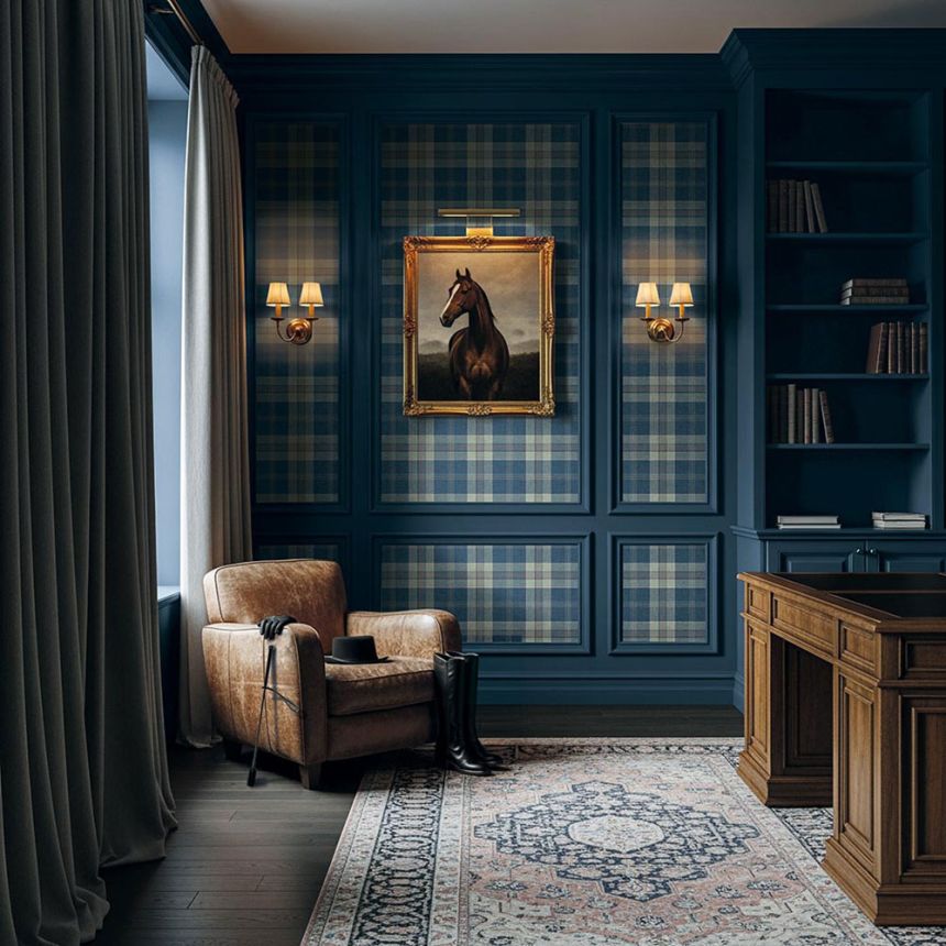 Inveraray Wallpaper, Blue, Gray-Green, CA10902, Carl Robinson Edition 24: The Highlands