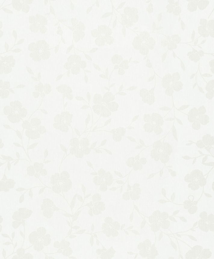 Floral wallpaper, white and cream, 82584, Pia, Novamur