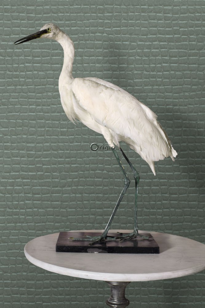 Gray-green non-woven wallpaper, imitation crocodile skin 347778, Luxury Skins, Origin