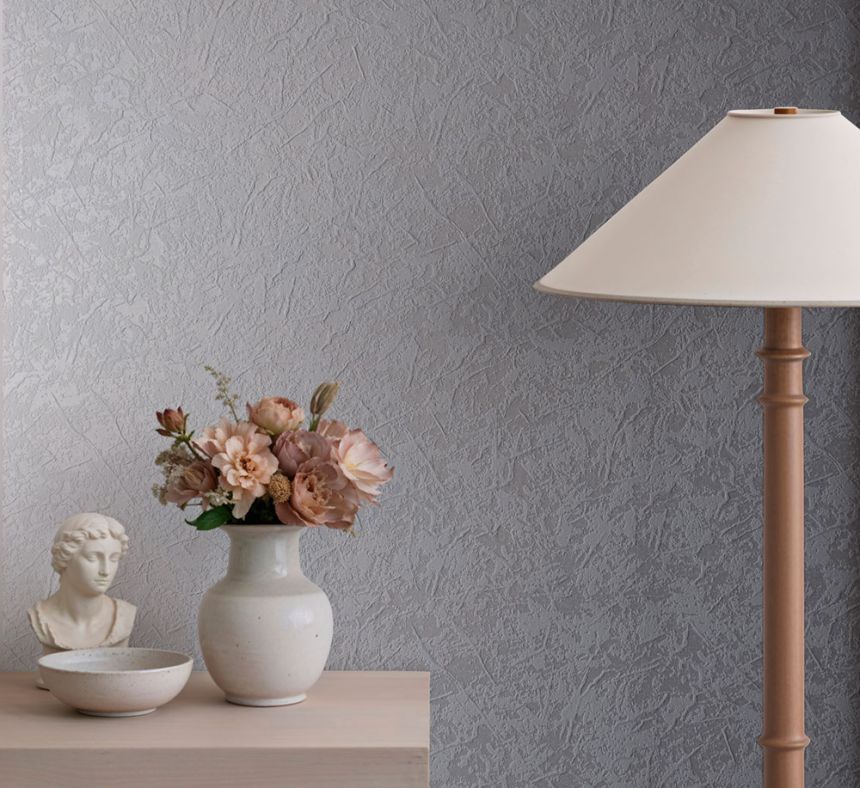 Luxury wallpaper with a plaster-like finish, white, 82596, Pia, Novamur