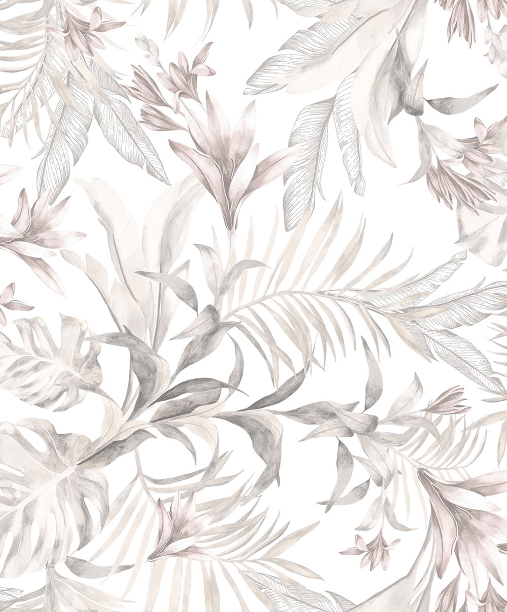 Wallpaper with leaves and flowers, beige, brown, 89052, Pia, Novamur