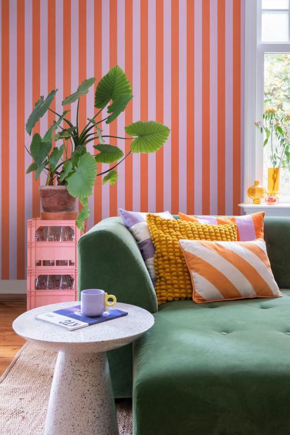 Striped Wallpaper, Red, Pink, 139904, Color Pop, Esta Home