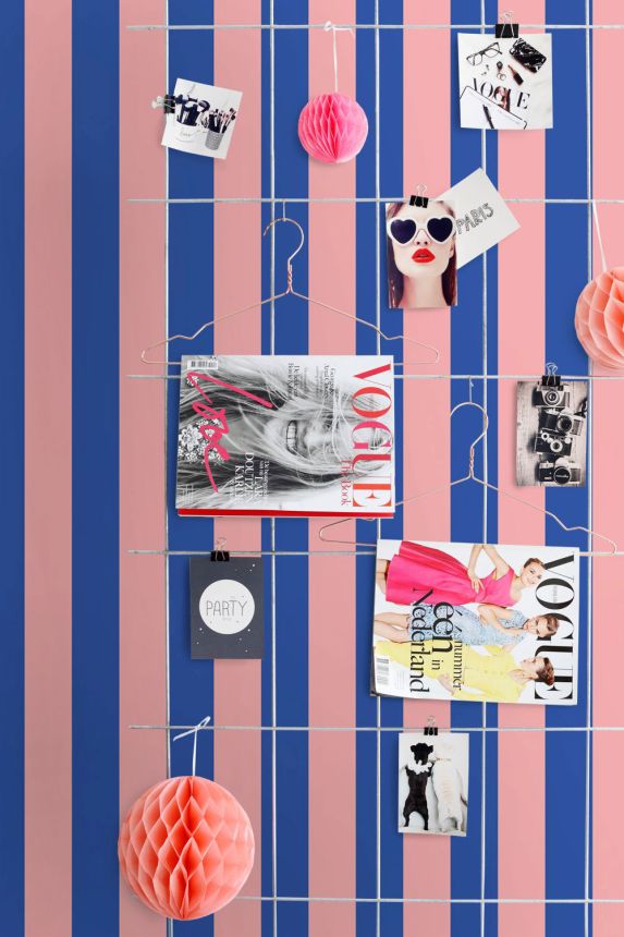 Striped Wallpaper, Blue, Pink, 139907, Color Pop, Esta Home