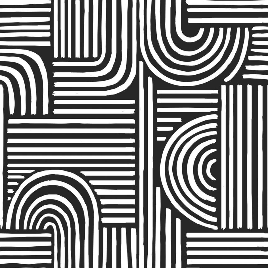 Geometric wallpaper, black and white, 139941, Color Pop, Esta Home
