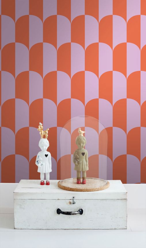 Wallpaper with an Art Deco pattern, pink, red, 139982, Color Pop, Esta Home